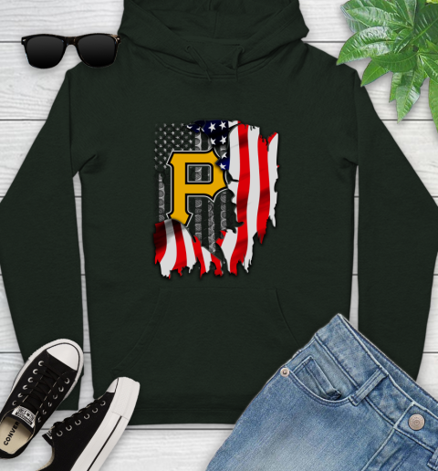 Pittsburgh Pirates MLB Baseball American Flag Youth Hoodie 14