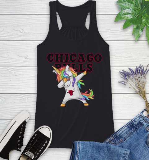 Chicago Bulls NBA Basketball Funny Unicorn Dabbing Sports Racerback Tank 2