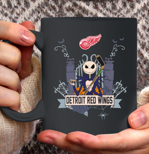 NHL Detroit Red Wings Hockey Jack Skellington Halloween Ceramic Mug 11oz