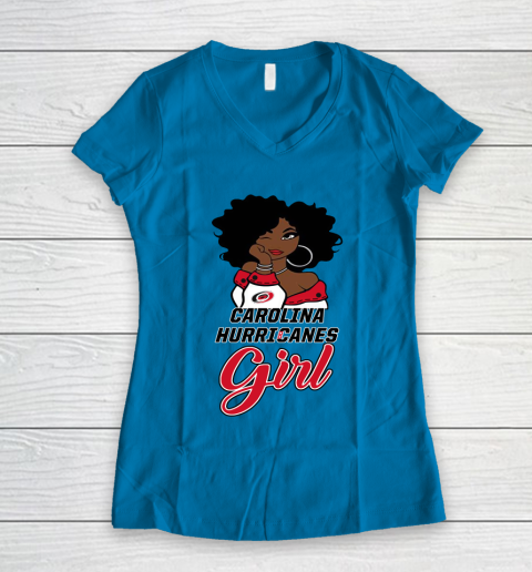 Carolina Hurricanes Girl NHL Women's V-Neck T-Shirt 7