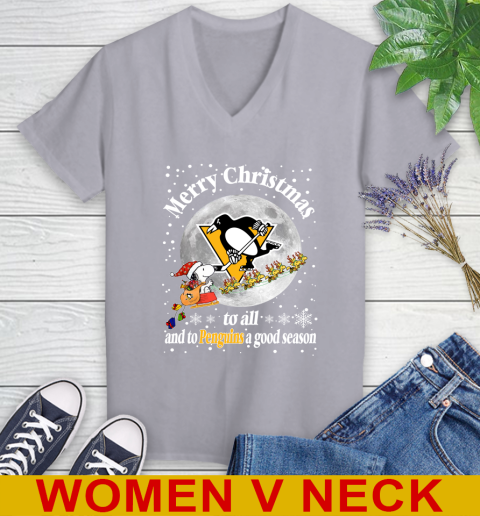 Pittsburgh Penguins Merry Christmas To All And To Penguins A Good Season NHL Hockey Sports Women's V-Neck T-Shirt 4