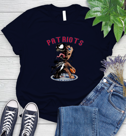 NFL New England Patriots Football Venom Groot Guardians Of The Galaxy Women's T-Shirt 4 NFL New England Patriots Football Venom Groot Guardians Of The Galaxy Women's T-Shirt - Image 4