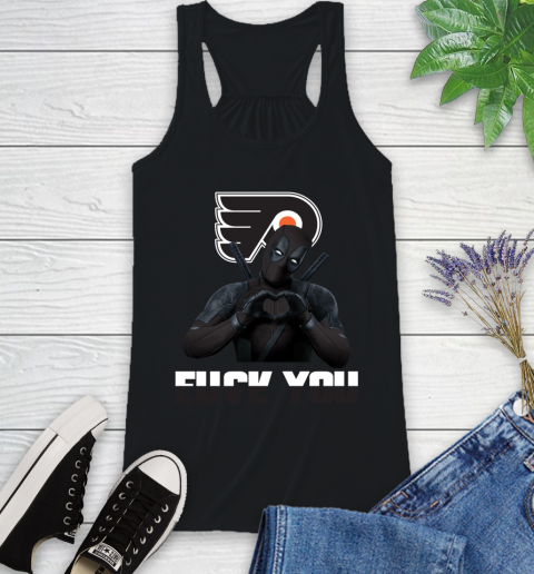 NHL Philadelphia Flyers Deadpool Love You Fuck You Hockey Sports Racerback Tank