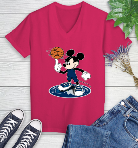 NBA Basketball Minnesota Timberwolves Cheerful Mickey Disney Shirt Women's V-Neck T-Shirt 8