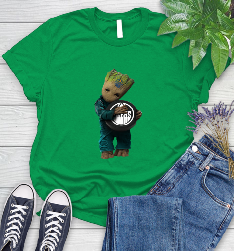 NHL Groot Guardians Of The Galaxy Hockey Sports Edmonton Oilers Women's T-Shirt 6
