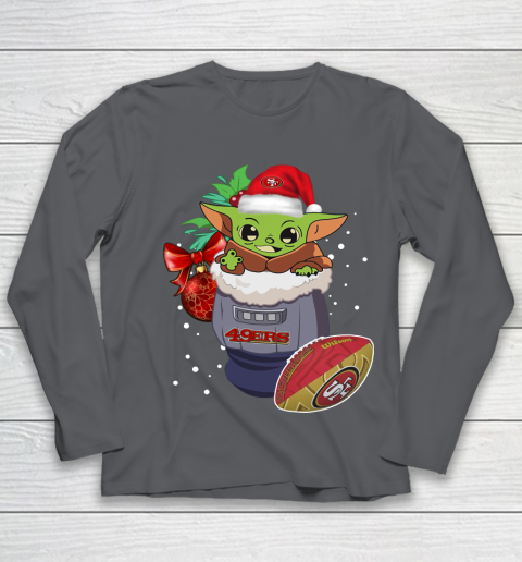 San Francisco 49ers Christmas Baby Yoda Star Wars Funny Happy NFL Youth Long Sleeve 8