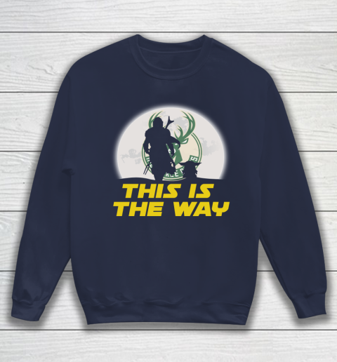 Milwaukee Bucks NBA Basketball Star Wars Yoda And Mandalorian This Is The Way Sweatshirt 2
