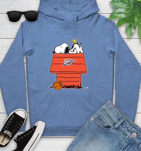 Oklahoma City Thunder NBA Basketball Snoopy Woodstock The Peanuts Movie Youth Hoodie 12