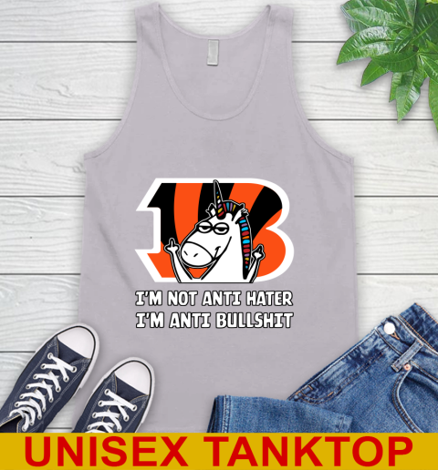 Cincinnati Bengals NFL Football Unicorn I'm Not Anti Hater I'm Anti Bullshit Tank Top 4