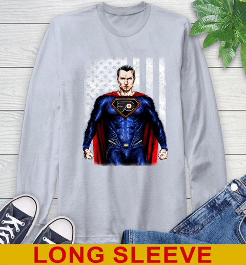 NHL Hockey Philadelphia Flyers Superman DC Shirt Long Sleeve T-Shirt 7 NHL Hockey Philadelphia Flyers Superman DC Shirt Long Sleeve T-Shirt - Image 7