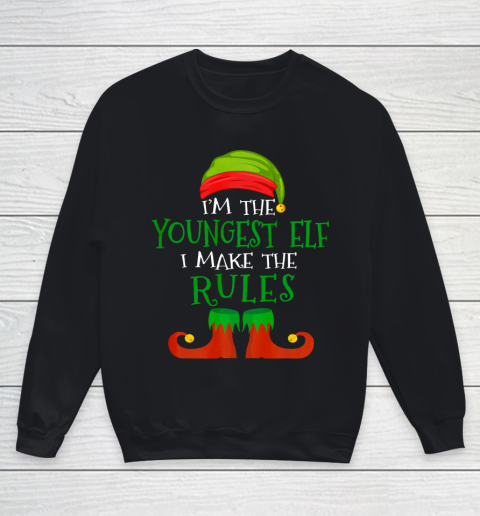 Youngest Elf Family Matching Funny Christmas Pajama Party Youth Sweatshirt