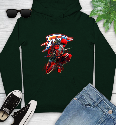 NBA Deadpool Marvel Comics Sports Basketball Oklahoma City Thunder Youth Hoodie 13