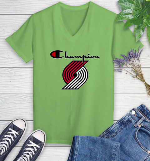 NBA Basketball Portland Trail Blazers Champion Shirt Women's V-Neck T-Shirt 7