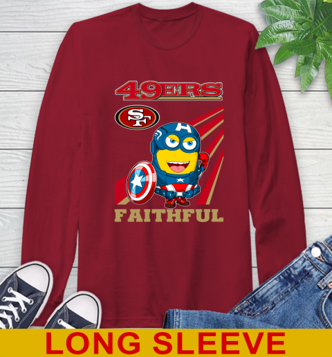 NFL Football San Francisco 49ers Captain America Marvel Avengers Minion Faithful Shirt Long Sleeve T-Shirt 9