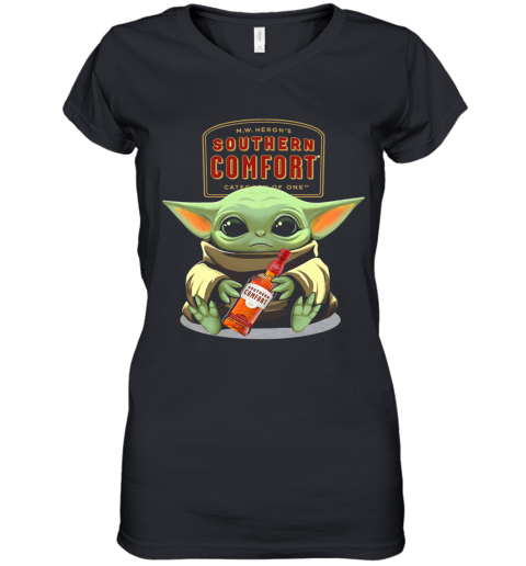 Baby Yoda Hug Southern Comfort Women S V Neck T Shirt Cheap T
