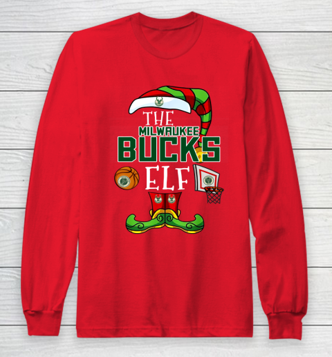 Milwaukee Bucks Christmas ELF Funny NBA Long Sleeve T-Shirt 7