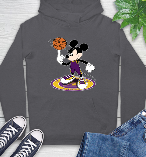 NBA Basketball Los Angeles Lakers Cheerful Mickey Disney Shirt Hoodie 7