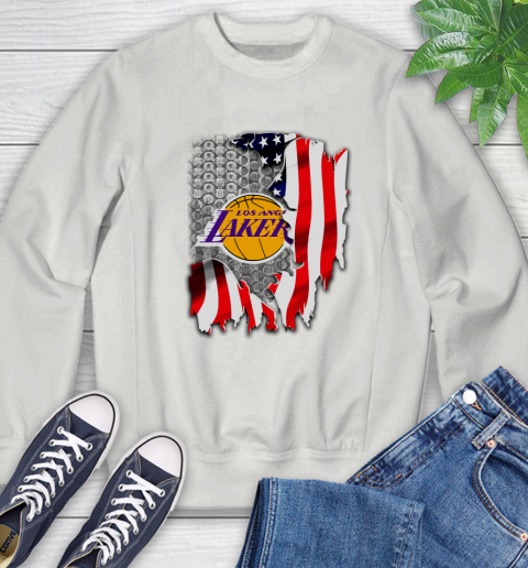 Los Angeles Lakers NBA Basketball American Flag Sweatshirt 5