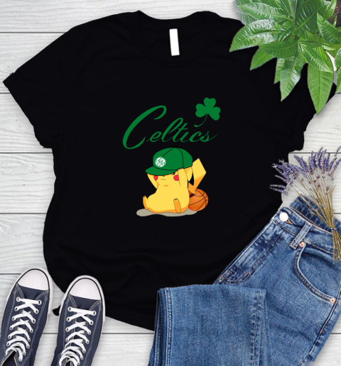 NBA Pikachu Basketball Sports Boston Celtics Women's T-Shirt 2