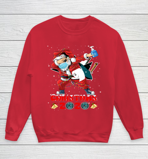 San Jose Sharks Funny Santa Claus Dabbing Christmas 2020 NHL Youth Sweatshirt 7