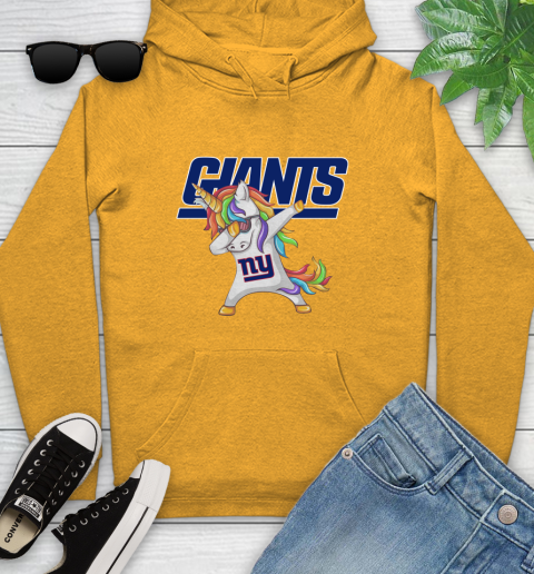 New York Giants NFL Football Funny Unicorn Dabbing Sports Youth Hoodie 3