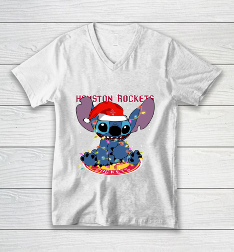 Houston Rockets NBA noel stitch Basketball Christmas V-Neck T-Shirt