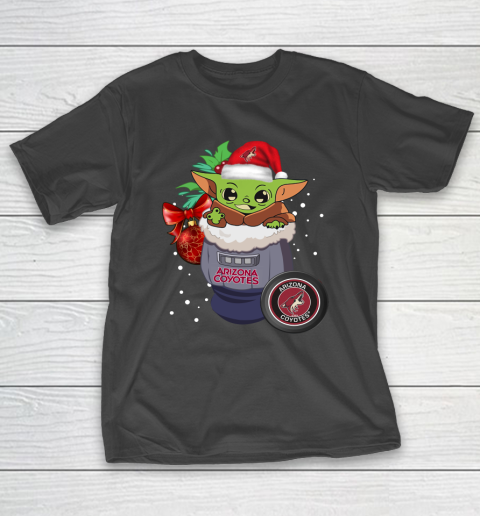 Arizona Coyotes Christmas Baby Yoda Star Wars Funny Happy NHL T-Shirt 2