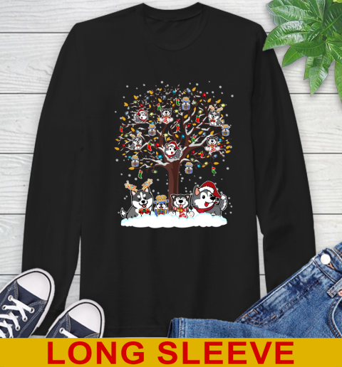 Husky dog pet lover light christmas tree shirt 55