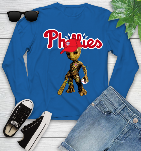 MLB Philadelphia Phillies Groot Guardians Of The Galaxy Baseball Youth Long Sleeve 9