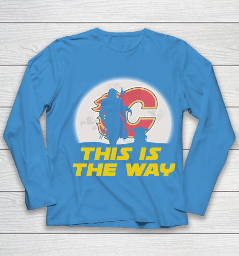 Calgary Flames NHL Ice Hockey Star Wars Yoda And Mandalorian This Is The Way Youth Long Sleeve 5