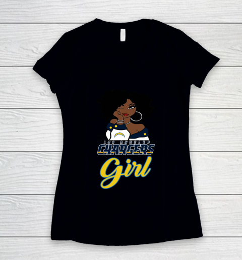 Los Angeles Chargers Girl NFL Women's V-Neck T-Shirt