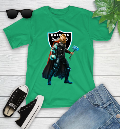 NFL Thor Avengers Endgame Football Oakland Raiders Youth T-Shirt 6
