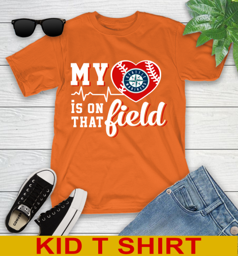 MLB My Heart Is On That Field Baseball Sports Seattle Mariners Youth T-Shirt 8