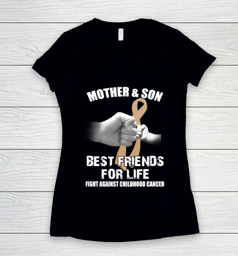 Mother's Day Funny Gift Ideas Apparel  Childhood Cancer Awareness T Shirt Women's V-Neck T-Shirt