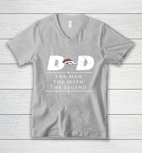 Denver Broncos NFL Football Dad The Man The Myth The Legend V-Neck T-Shirt 3