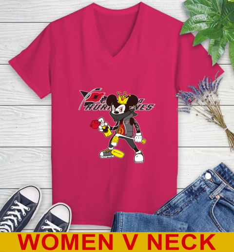 Carolina Hurricanes NHL Hockey Mickey Peace Sign Sports Women's V-Neck T-Shirt 10