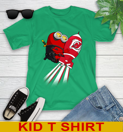 NHL Hockey New Jersey Devils Deadpool Minion Marvel Shirt Youth T-Shirt 7