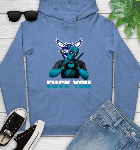 NBA Charlotte Hornets Deadpool Love You Fuck You Basketball Sports Youth Hoodie 13