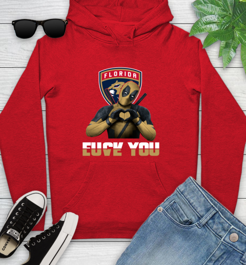 NHL Florida Panthers Deadpool Love You Fuck You Hockey Sports Youth Hoodie 12