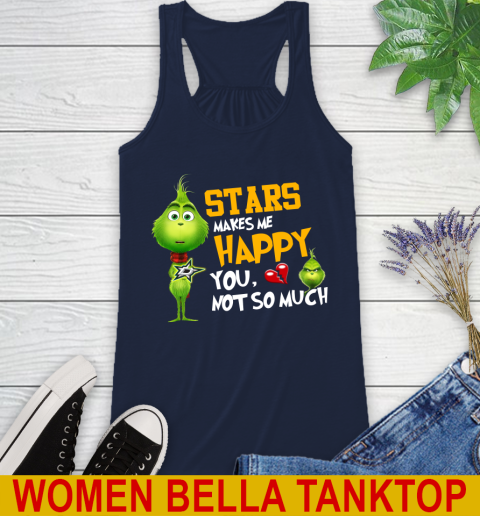 NHL Dallas Stars Makes Me Happy You Not So Much Grinch Hockey Sports Racerback Tank 9