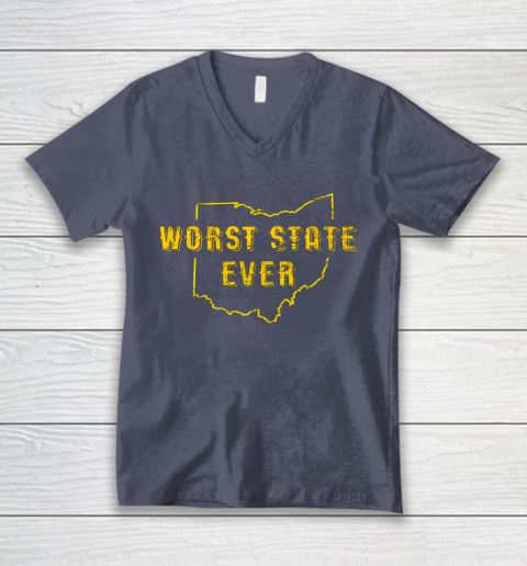 Worst State Ever Ohio Sucks Michigan Sports Fan V-Neck T-Shirt 5