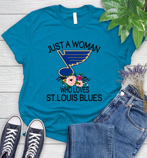 NHL Just A Woman Who Loves St.Louis Blues Hockey Sports Women's T-Shirt 5