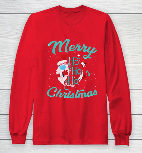 Merry Christmas Ho Ho Ho Santa Claus Wearing A Face Mask Long Sleeve T-Shirt 7