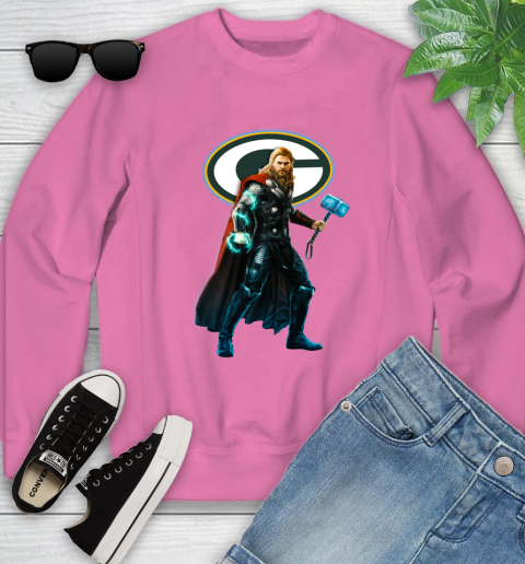 NFL Thor Avengers Endgame Football Green Bay Packers Youth Sweatshirt 7