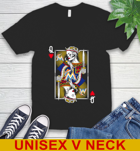 MLB Baseball Miami Marlins The Queen Of Hearts Card Shirt V-Neck T-Shirt