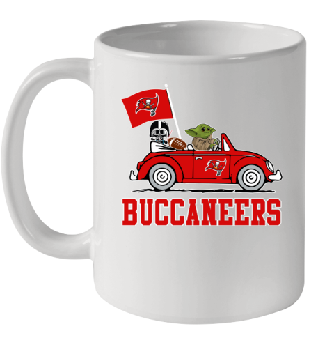 NFL Football Tampa Bay Buccaneers Darth Vader Baby Yoda Driving Star Wars Shirt Ceramic Mug 11oz