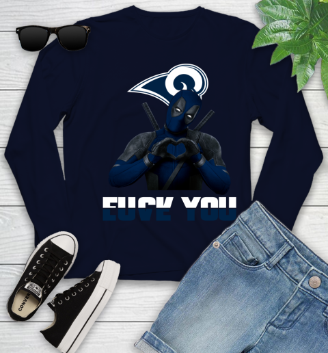 NHL Los Angeles Rams Deadpool Love You Fuck You Football Sports Youth Long Sleeve 2