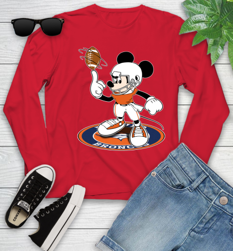 NFL Football Denver Broncos Cheerful Mickey Disney Shirt Youth Long Sleeve 11