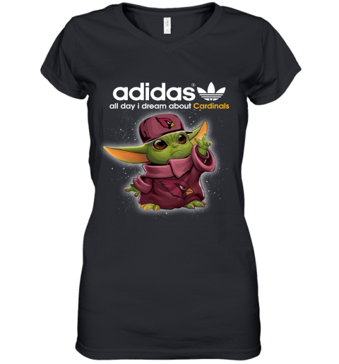 Baby Yoda Adidas All Day I Dream About Arizona Cardinals Women's V-Neck T-Shirt