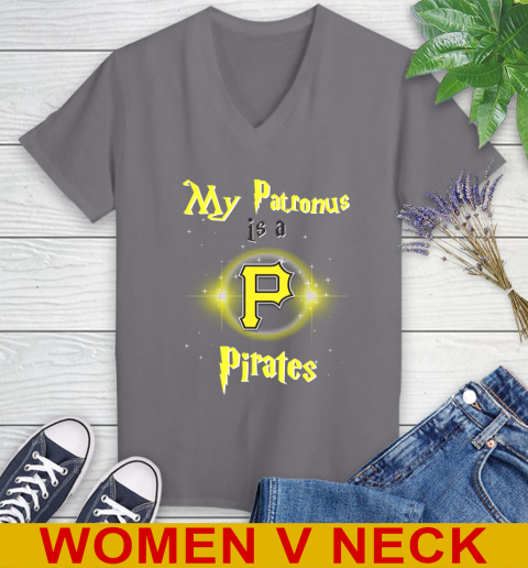 MLB Baseball Harry Potter My Patronus Is A Pittsburgh Pirates Women's V-Neck T-Shirt 11